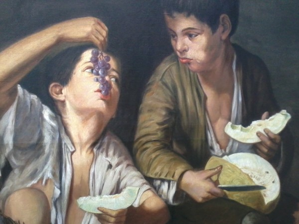 Two boys eating fruit by Bartolome Esteban Murillo